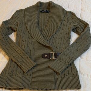 Ralph Lauren Green Cable Knit Cardigan